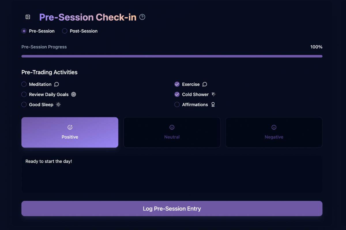 Pre-Session Check In Interface